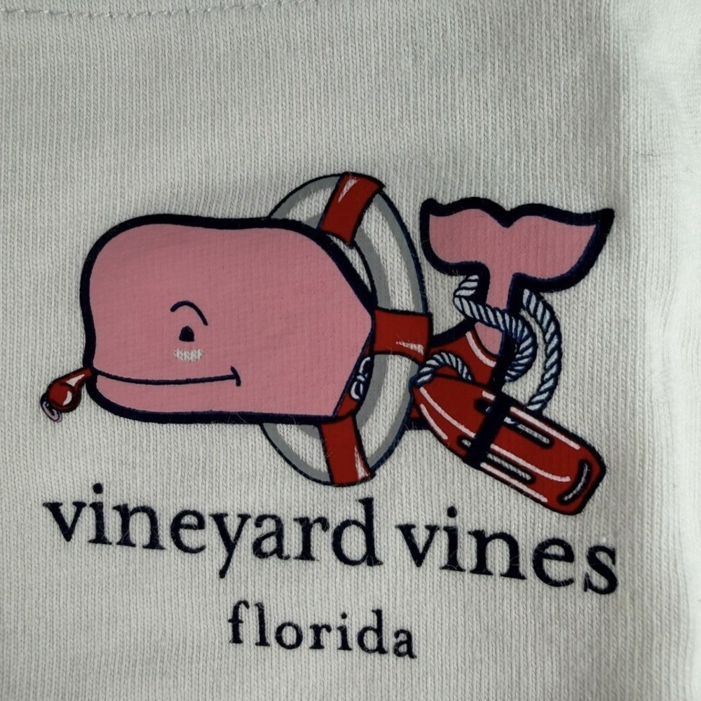Vineyard Vines‎ Shirt Boys Large 16 Long Sleeve White Florida Whale Pocket Tee - Picture 3 of 6